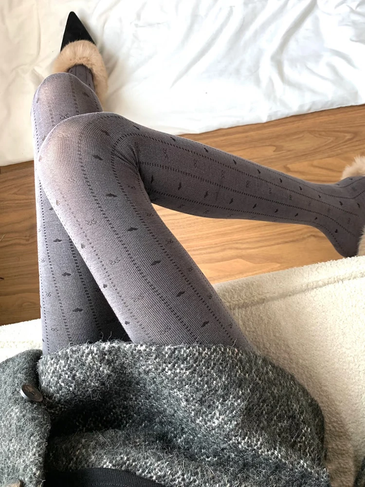 Y2K Retro Muster Herz Strumpfhosen Frauen Frühling Autumu Lolita Herz Jacquard Strumpfhosen Hohl-out Bogen Socken Leggings Strumpfhosen