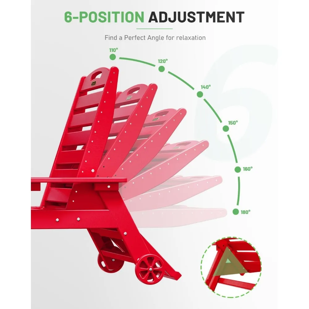 مجموعة كراسي صالة خارجية مكونة من 2، كرسي صالة قابل للتعديل بـ 6 أوضاع مع عجلات، كرسي صالة مع حامل أكواب لحمام السباحة #6