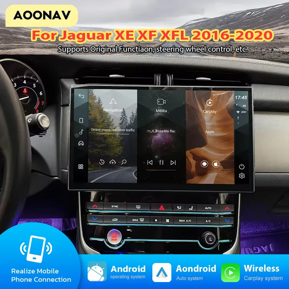 

Автомобильная магнитола для Jaguar XE XF XFL, 13 дюймов, Android 13, стерео экран, GPS-навигация, мультимедийный плеер для Carplay 2016-2020