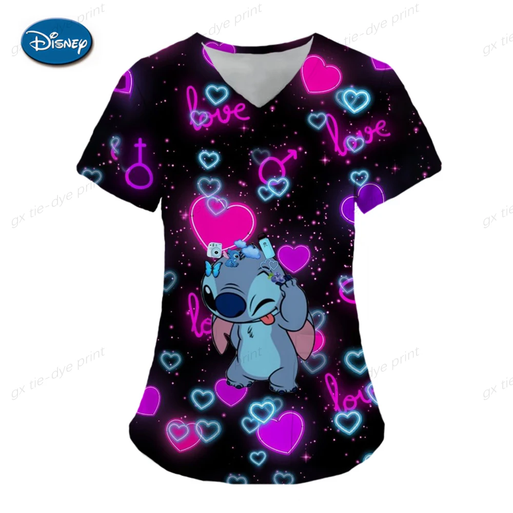 Mulheres Mickey Mouse Print Avental Cirúrgico, Conjunto Fosco, Uniforme Médico, Enfermeira, Salão de Beleza, Uniforme de Trabalho, Clínica,