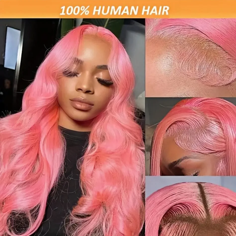 Pink Body Wave Wigs Colored HD Lace Frontal Wig 13x6 13x4 Brazilian Transparent 38 40 Inch Human Hair For Women Lace Front Wigs