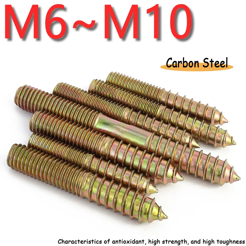 

Double Ended Furniture Fixing Self Tapping Screws M6M8M10 Hanger Bolt Wood To Metal Dowels Double Headed Bolt Self-Tapping Screw