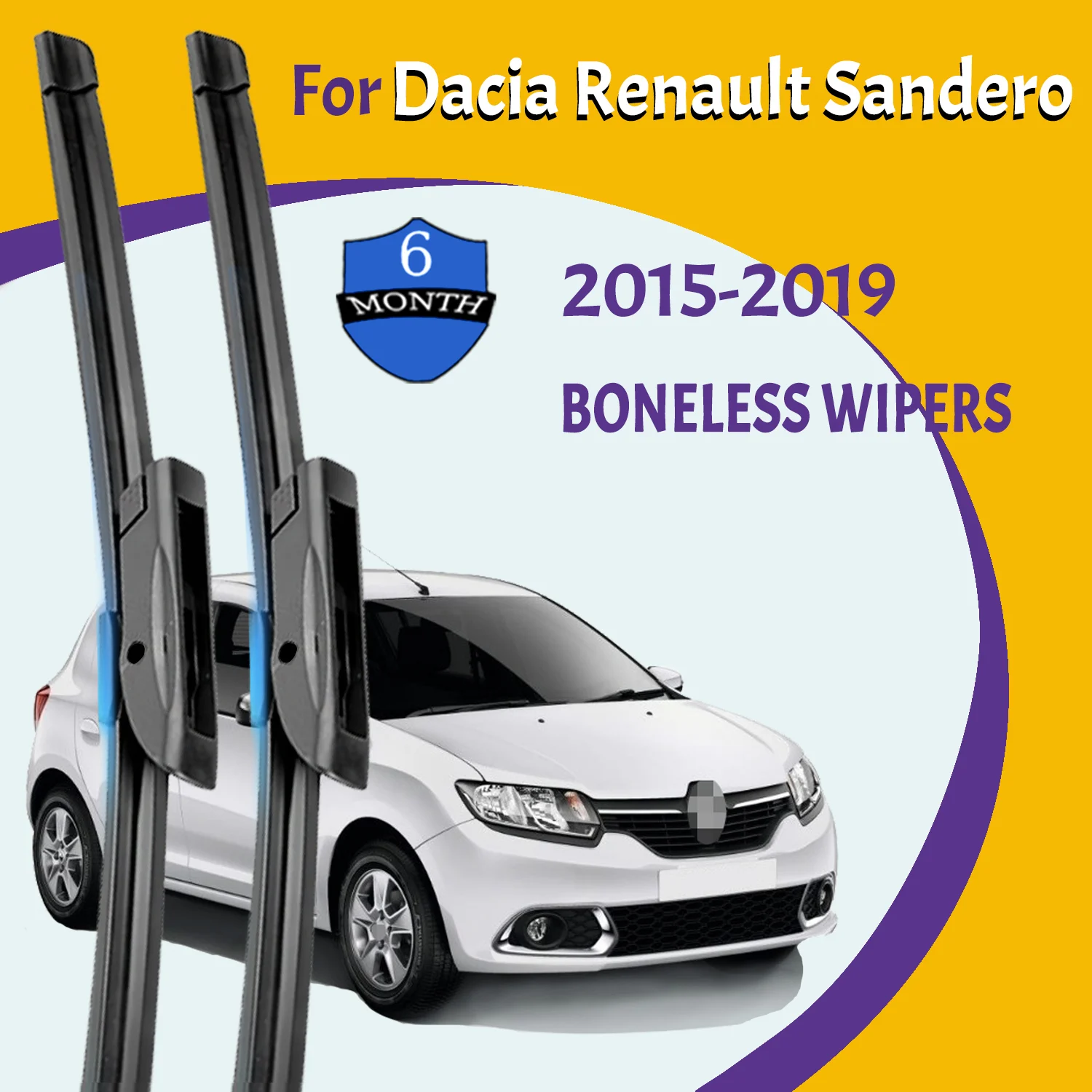 

Wiper Blades For Dacia Renault Sandero 2015-2019 Front Windshield Clean Window Windscreen Auto Parts Car Rain Brushes 22''+19''