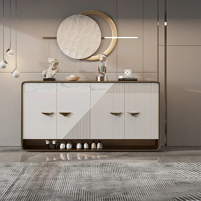 

Light luxury solid wood simple entry foyer cabinet high-end postmodern entrance locker large capacity against the wall