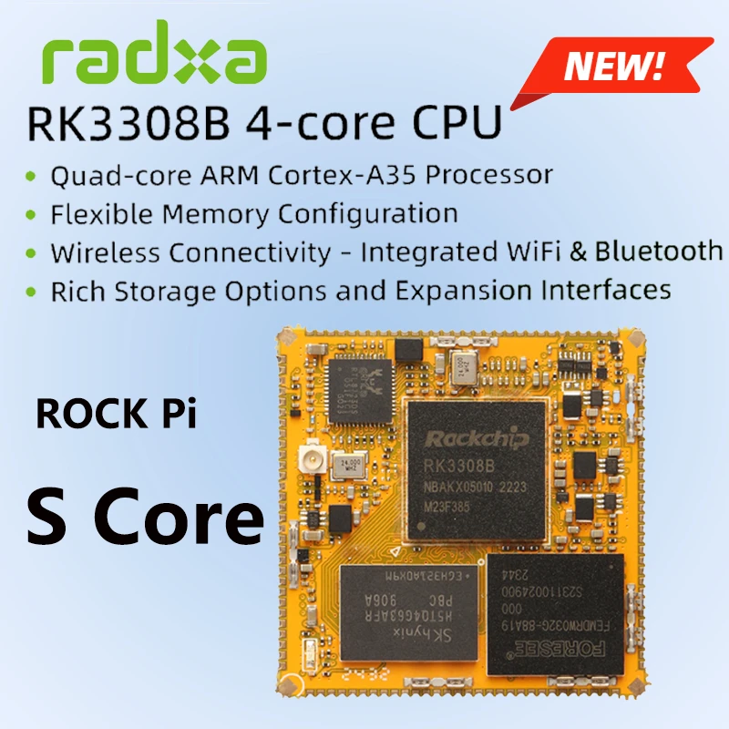 Carte d'ordinateur simple Radxa ROCK Pi S Core RK3308B à 4 cœurs
