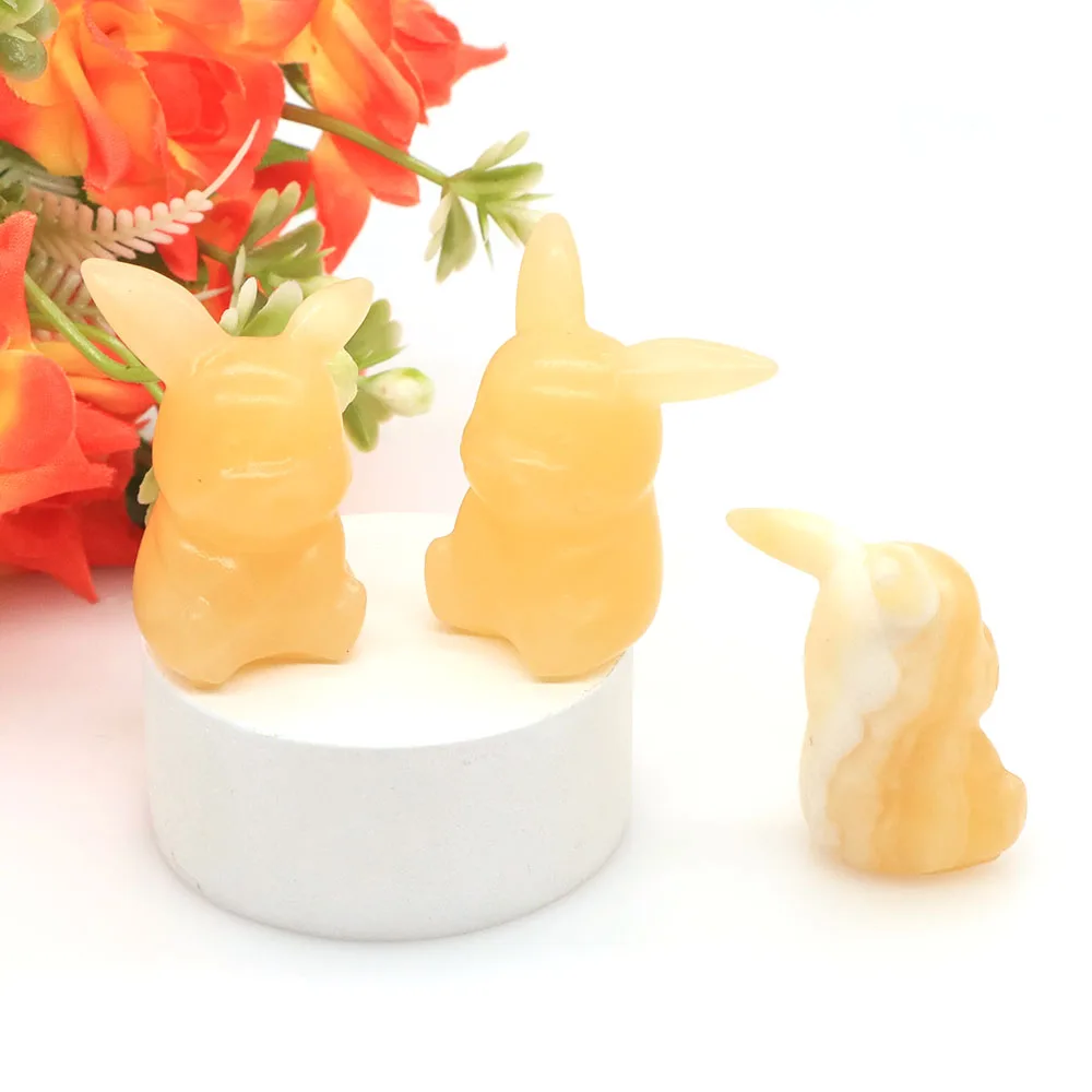 

1.5" Natural Crystals Stones Yellow Jade Healing Reiki Hand Carved Cartoon Bikachu Home Decor Christmas Gifts For Kids Children