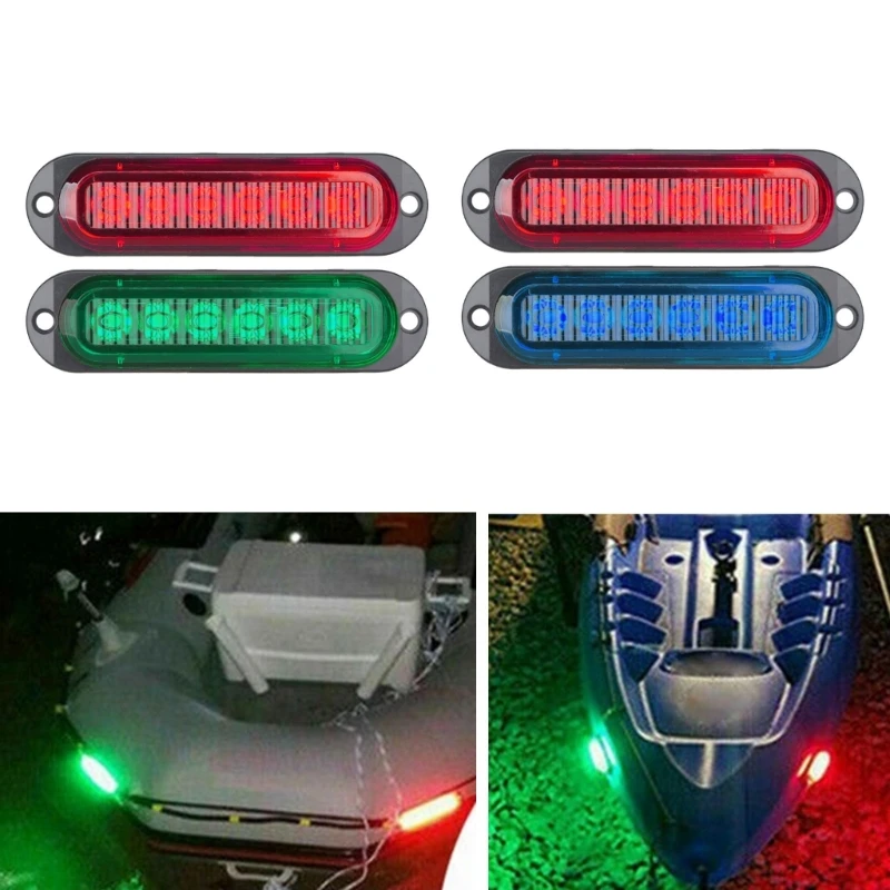 

D0UC 2 Pieces Boat Navigation Lights 6LED Waterproof Design Red Blue Two Tone Marine