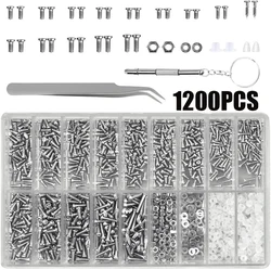1200pcs Glasses Screws With Screwdriver Tweezers Repair Set Mini Fix Screw Kit Complete Glasses Tiny Screws Screws for Glasses