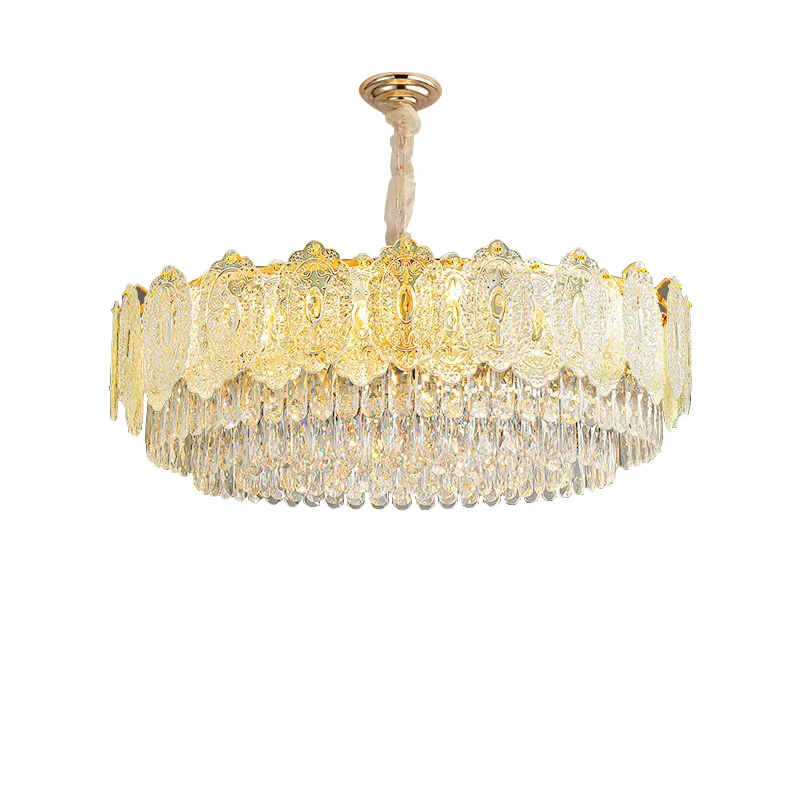 

Modern French Style Luxury Gold Ceiling Pendant Lights 2024 Home-appliance Living Room Bedroom Hanglamp glass Lustres