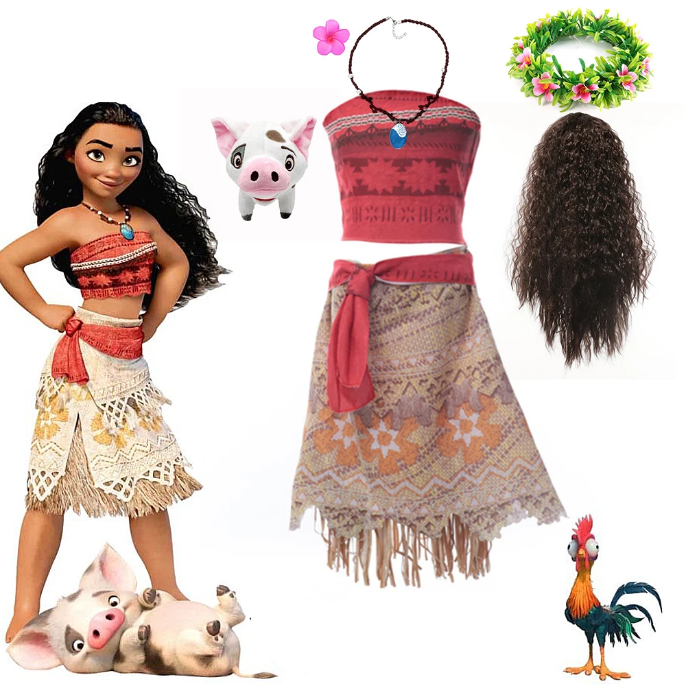 Disney Moana Dress Costumes Cosplay Toddler Kids Girl Casual Mother Kids Cosplay Dress Movie Moana Fancy Halloween Costumes