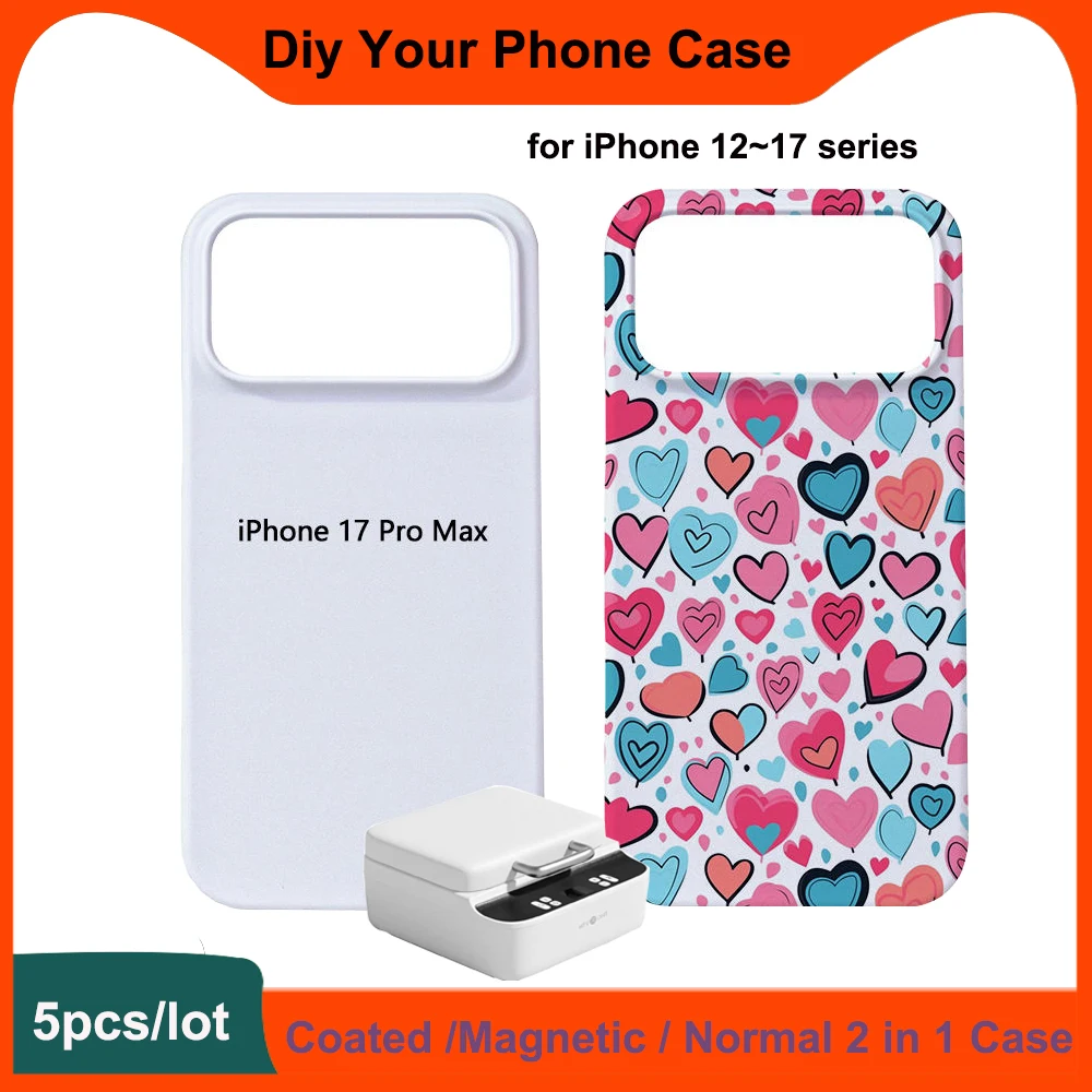

3D Film Sublimation 2 in 1Phone Case Blank Coated Shell for iPhone 17 16 12 13 14 15 Pro Max Anti Scratch Full Wrapped Cover