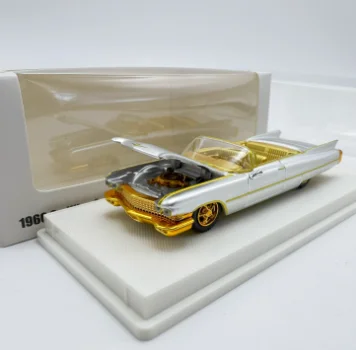 In stock 1: 64 pieces. New product. Gold wheel 1960 Cadillac DeVille alloy cast static car model. Limited edition. Gift.