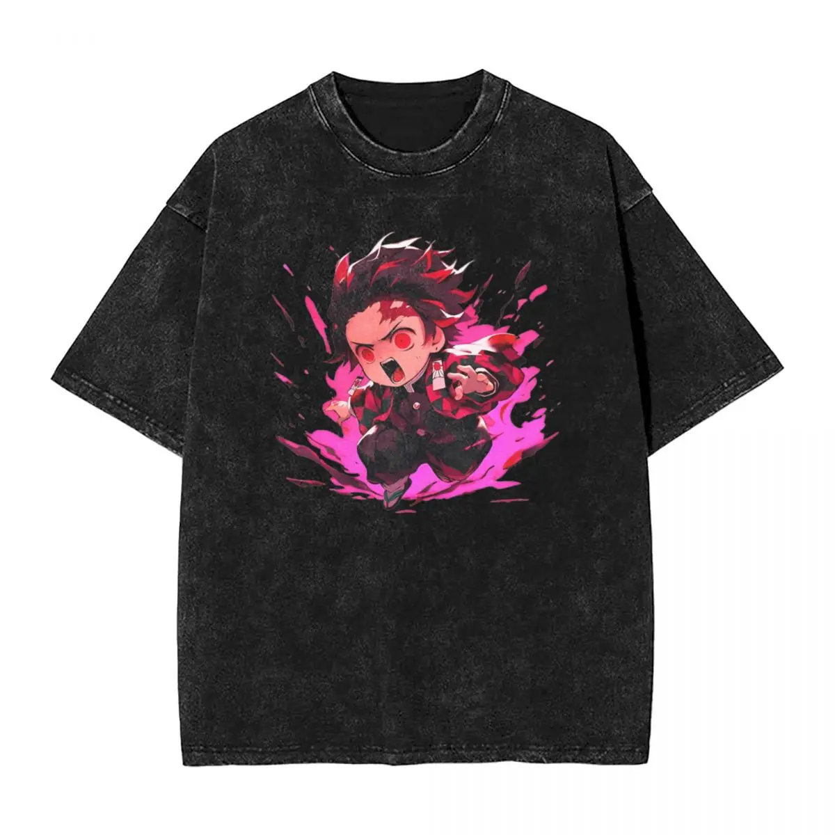 Washed T Shirt Demon Slayers Tanjiro Comic Hip Hop T-Shirt Harajuku Streetwear Short Sleeve Summer Tops Tops Tees Men Women