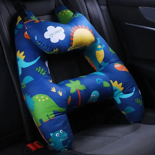 Imagen 2 del producto 1 Juego de almohada de viaje en forma de H con soporte para la cabeza y el cuello para dormir en coche para niños y adultos, cojín para asiento de coche, almohada de seguridad para el cuello para niños y mujeres