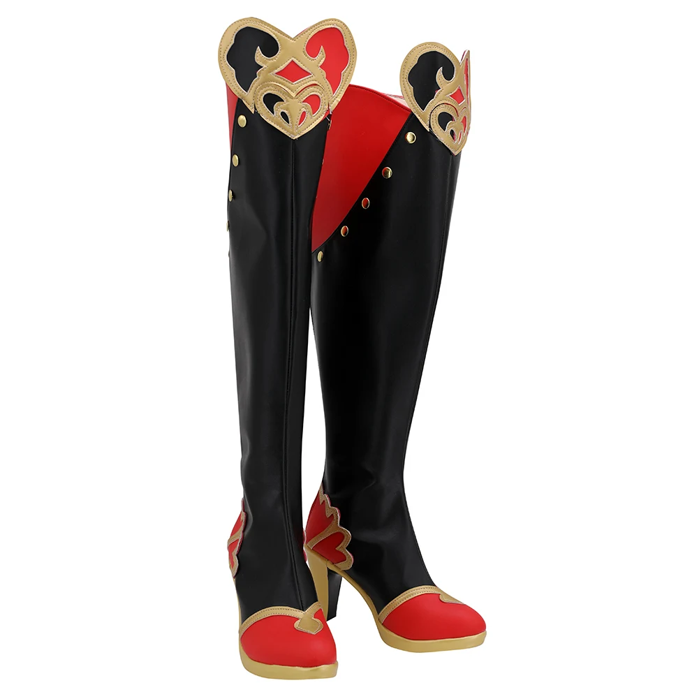 Gedraaide Cosplay Wonderland Raadsel Rosehearts Pu Laarzen Hoge Hak Schoenen Halloween Carnaval Kostuum Prop Op Maat Gemaakt Elke Maat