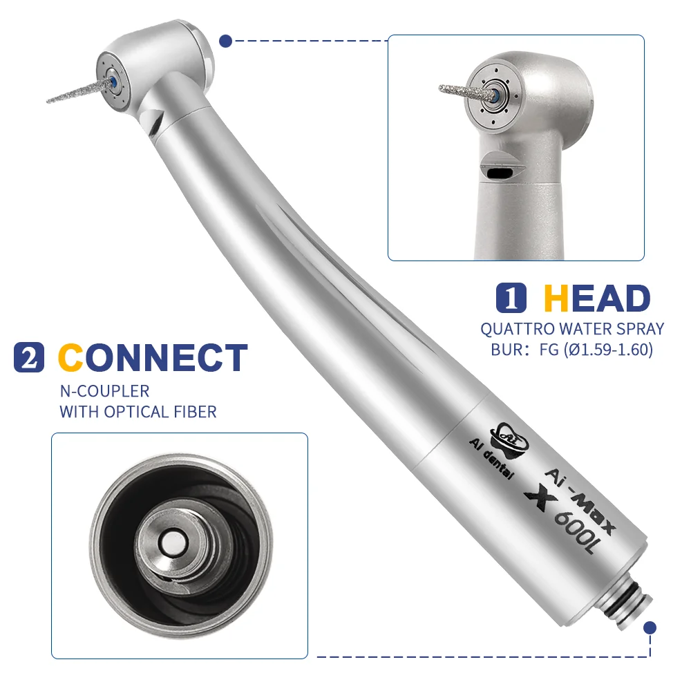 Dentale ottico ad alta velocità manipolo turbina ad aria LED accoppiamento odontoiatria terapia ortodonzia X600L