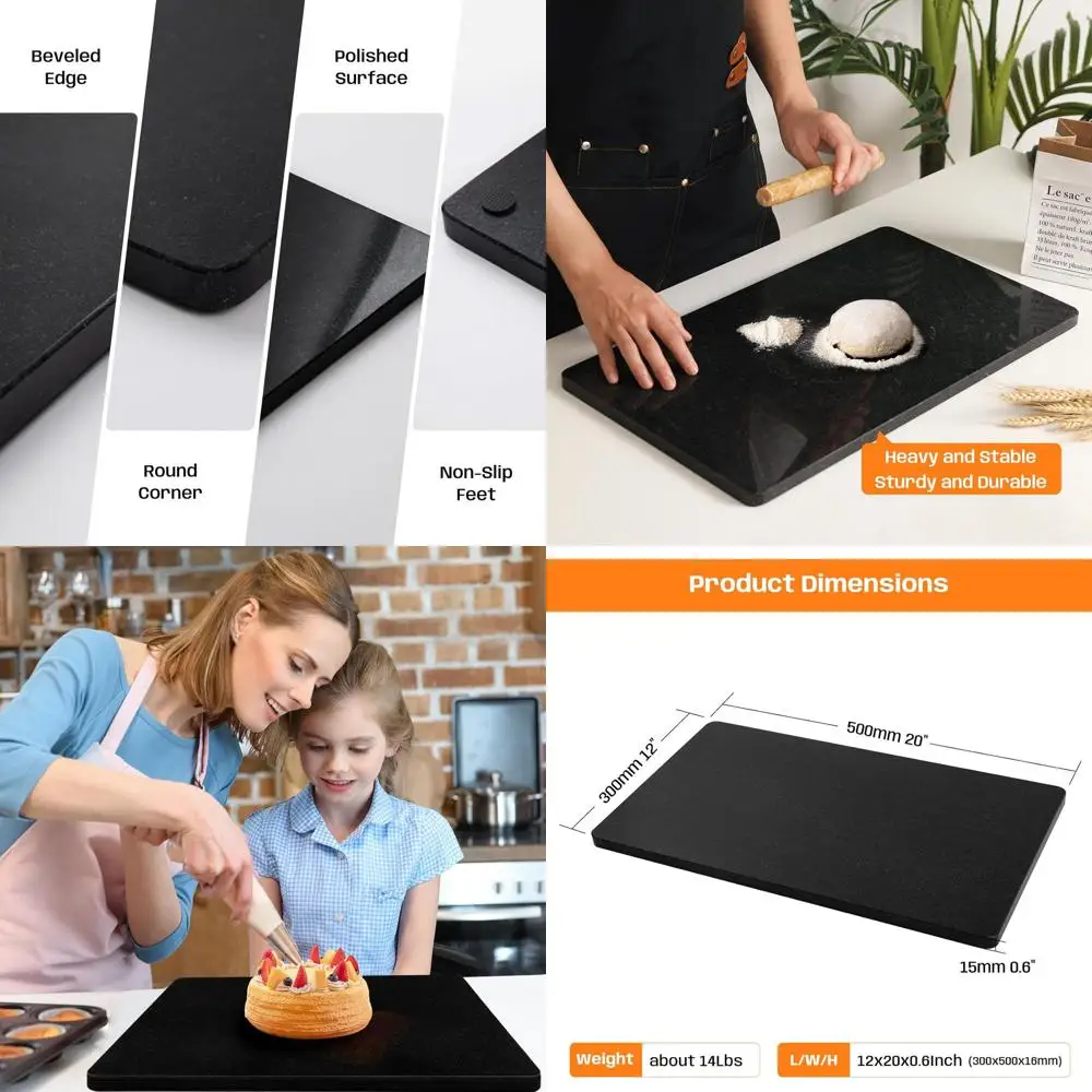 

Non-Slip Marble Pastry Board, 12x20, Ideal for Baking, Cheese, Charcuterie, Chocolate