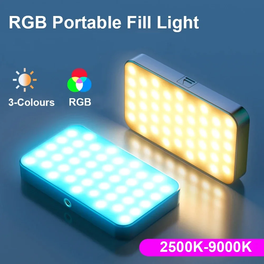 

ZOMEI RGB LED Video Light Rechargeable Photography Fill Camera Lighting Panel LCD Display Cold Shoe For Vlog Live Streaming DSLR