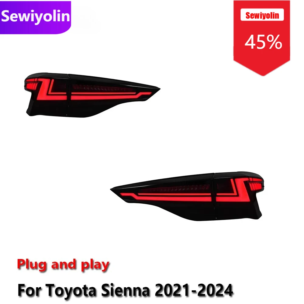 

Автомобильные светодиодные задние фонари DRL в сборе для Toyota Sienna 2021-2024 Авто противотуманные DRL стоп-сигналы поворота Plug and Play