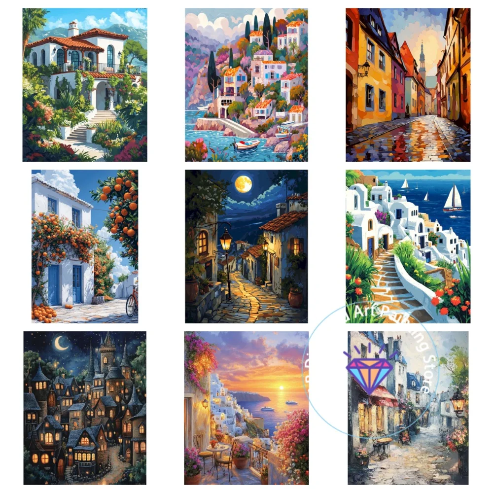 

House Architecture Landscape AB Diamond Painting Kit Square Round Diamond 5D DIY Mosaic Handmade Art Exquisite Gift Home Decor