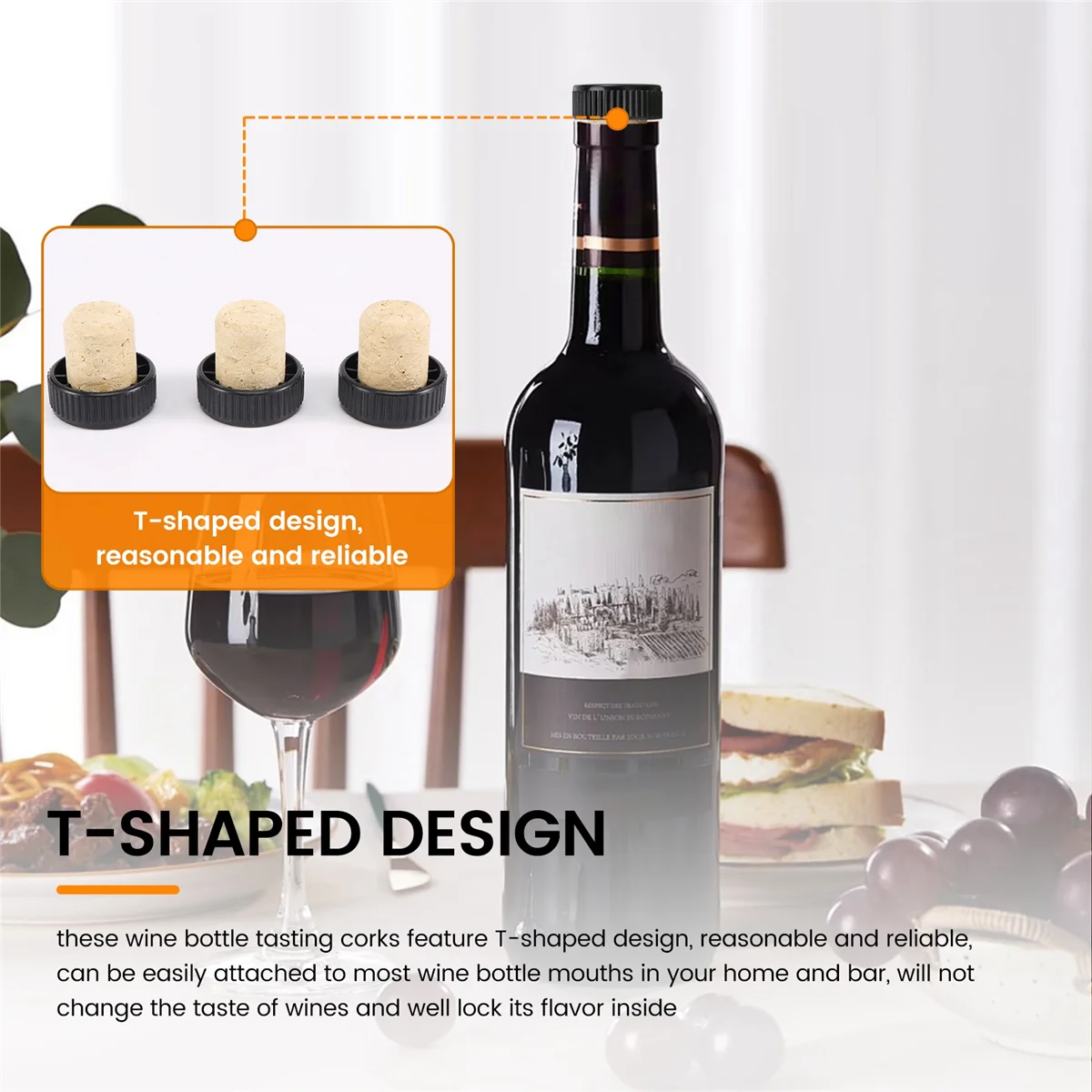 Cork Plugs Cork Stoppers Tasting Corks T-Shape Wine Corks with Plastic Top Wooden Wine Bottle Stopper Bottle Plugs Corks image 4