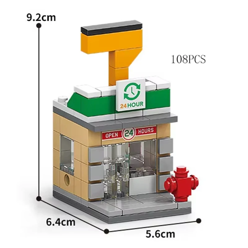 Bloques de construcción de tienda pequeña para niñas, juguete de ladrillos para armar tienda de mercado, serie calles de Ciudad, ideal para restaurantes de hamburguesas, arquitectura creativa, código 145, piezas