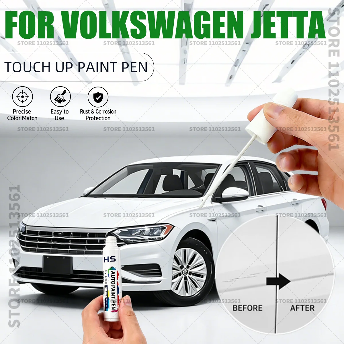 Lápiz Reparador de Pintura para Automóviles Volkswagen Jetta Oryx, Blanco, Negro Profundo, Plateado, Rojo, Azul, Restaura el Acabado de Pintura Original de Fábrica