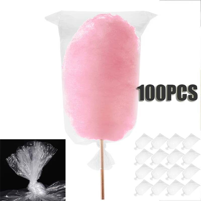 

100pcs Packing Bag Carnival Cotton Candy Bags Bracket Bread for Sourdough Rounds Clear Paper Plastic Bread for Sourdough Rounds