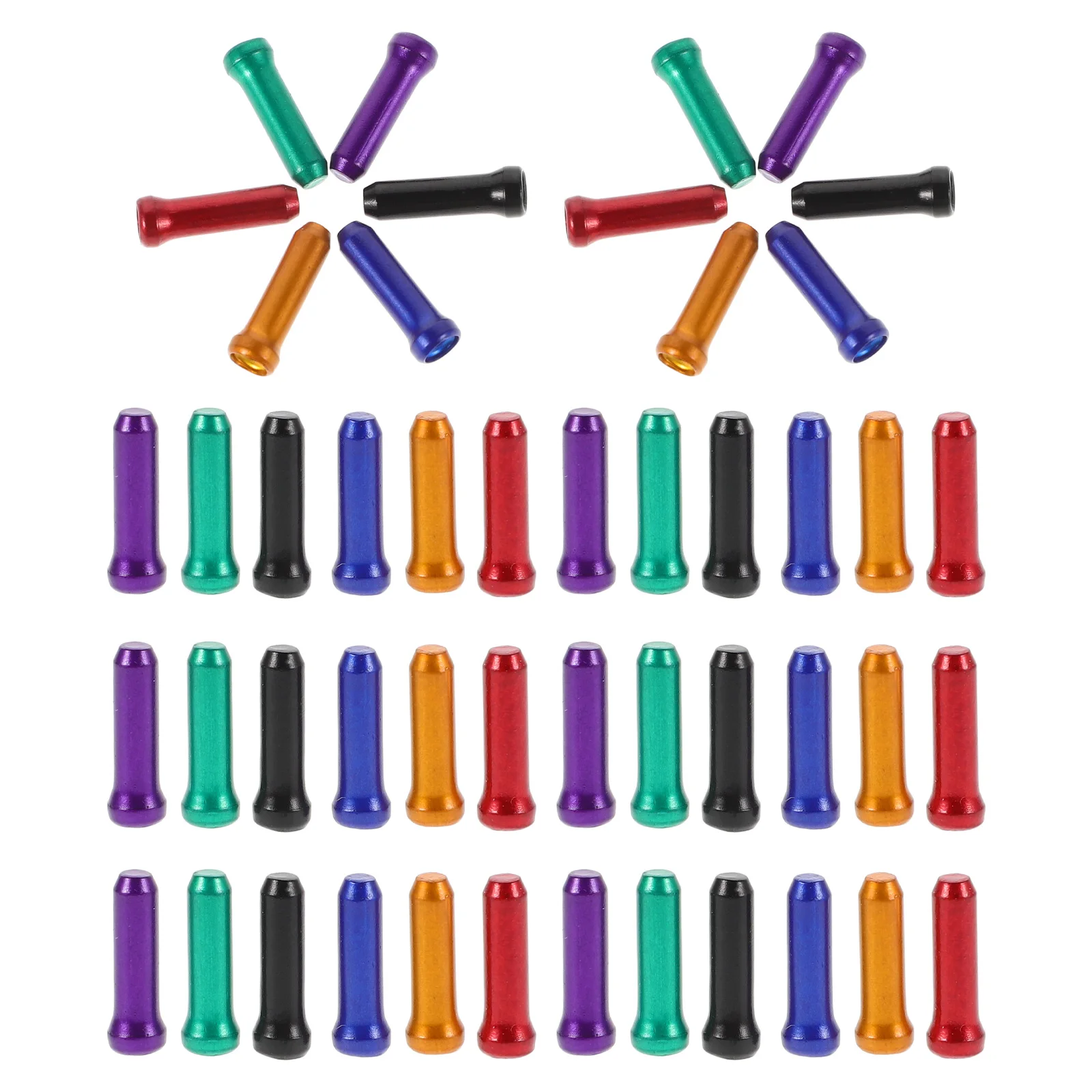 48pcs Bike Cable End Caps Aluminum Alloy Colorful Universal Fit For Road Mountain Brake Gear Cables Durable Lightweight 6 Colors