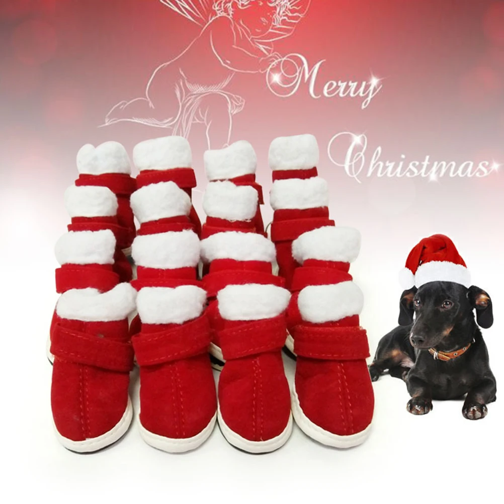 

4 Pcs Pet Dog Anti-slip Boots Winter Paws Protector for Dogs Non Shoes Outdoor Snow Rain