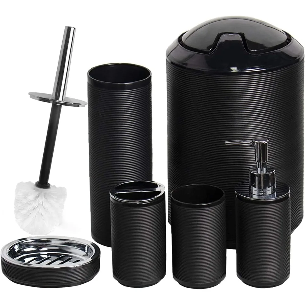 bathroom accessories set 6 piece bath ensemble includes soap dispenser, toothbrush holder, toothbrush cup, soap dish for decora