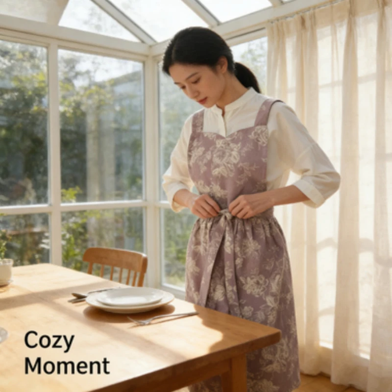 

Водонепроницаемый фартук без рукавов из хлопка и льна, кухонное платье-сарафан в японском и корейском стиле, рабочая униформа