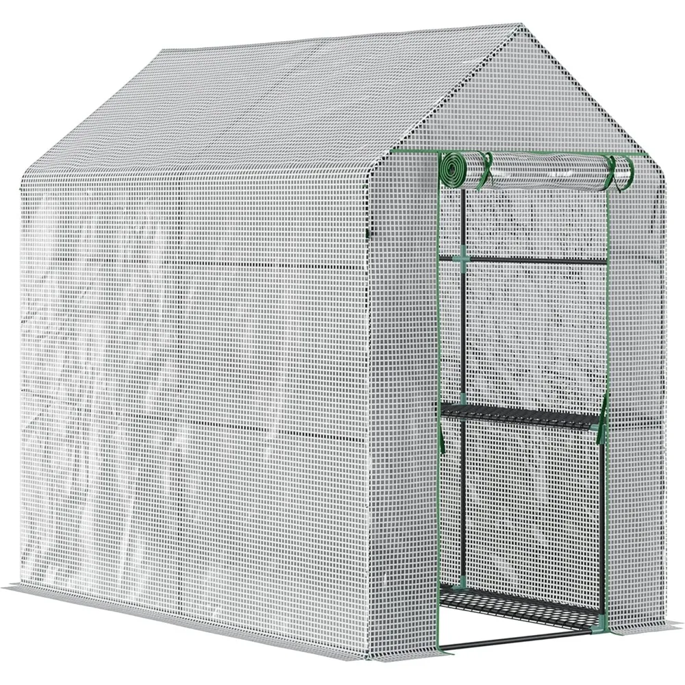 

Outsunny 47,25 x 73,25 x 74,25 теплица, портативный зеленый дом на открытом воздухе с 4 полками, теплый дом для выращивания цветов растений