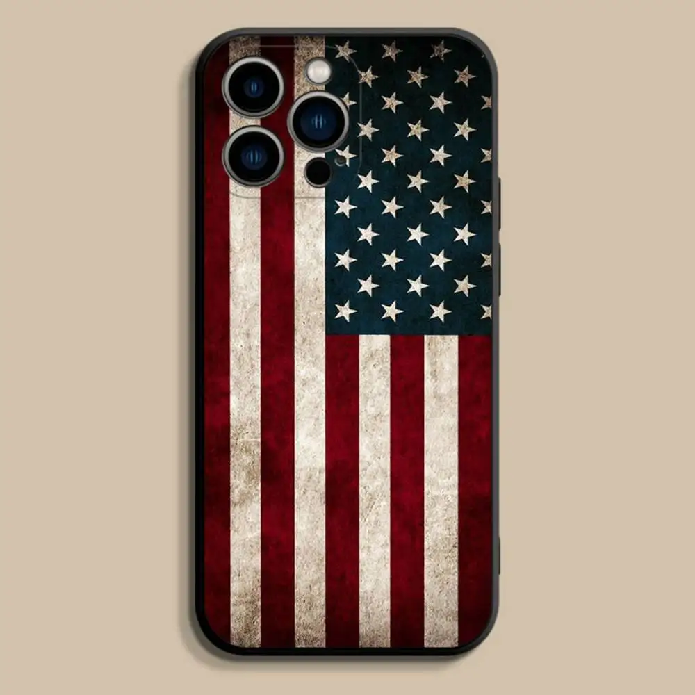A-America USA F-Flag Phone Case For iPhone 17,16,15,14,13,12,Pro,Max,Plus,E,SE4,Air,Mini Black Soft Cover