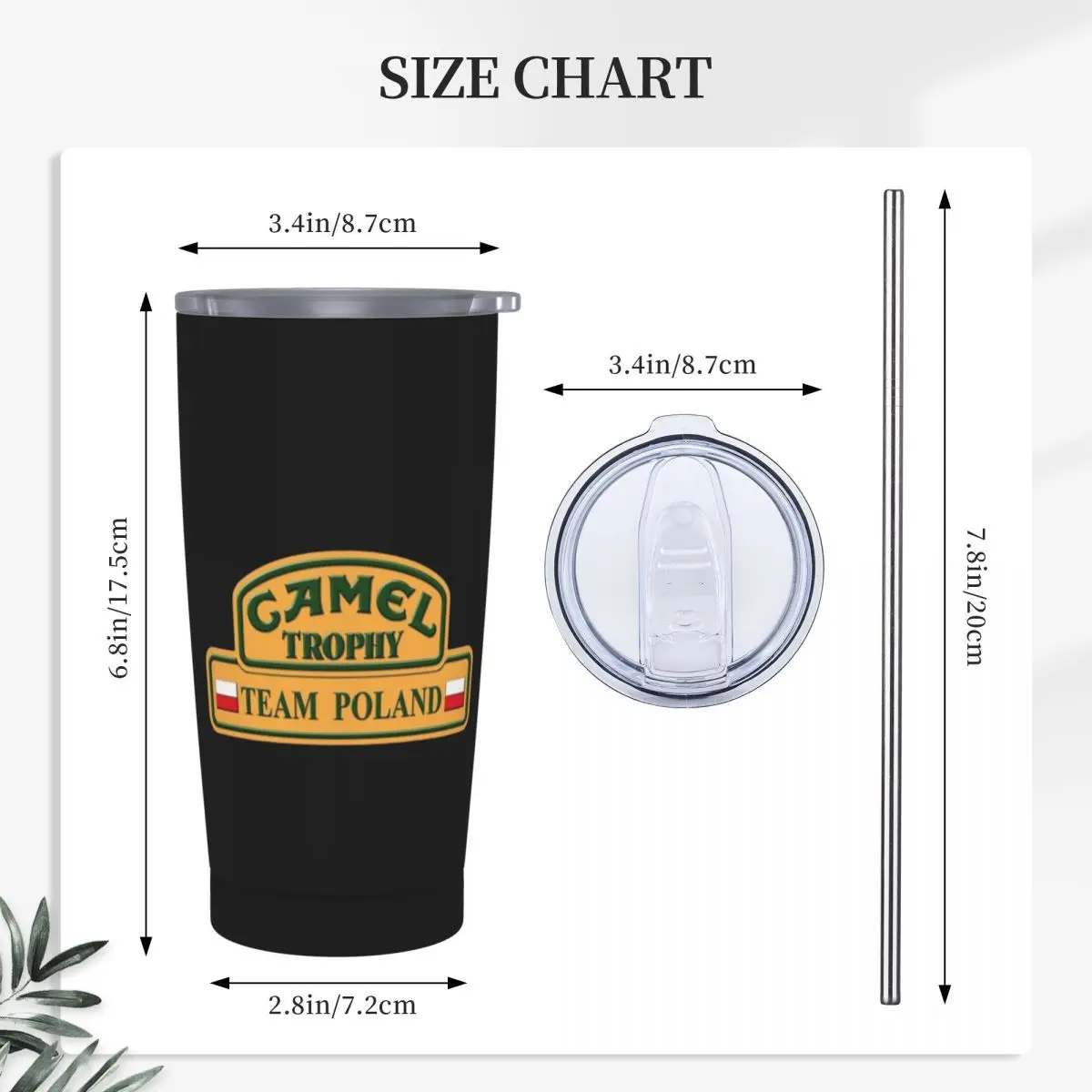 Camel Trophy Stainless Steel Tumbler Vacuum Insulated Mugs Thermal Cold Cups Straws With Lid 20oz