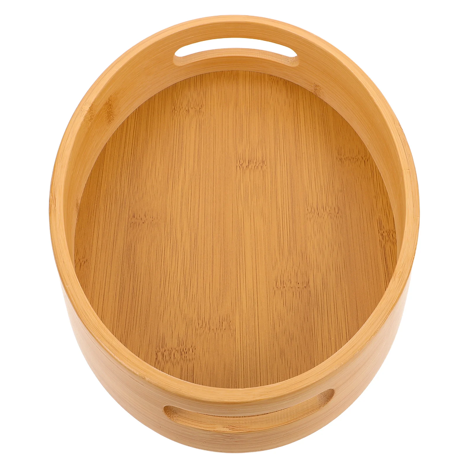 

Natural Wood Serving Tray Ergonomic Handles Oval Shape for Organizing Tea Coffee Appetizers in Spa Home Office Settings