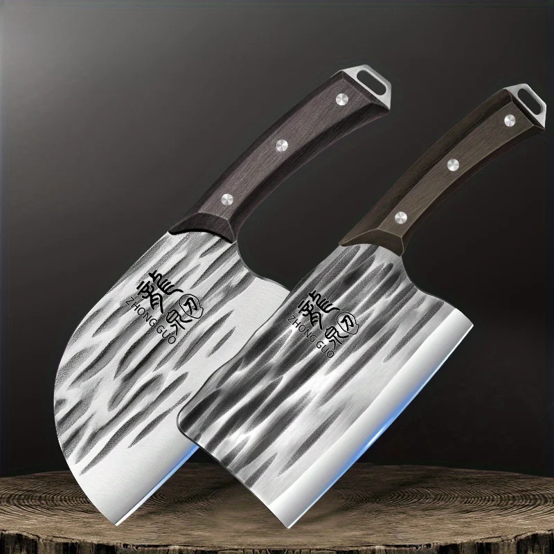 2PCS Forged Chopping Knife Stainless Steel Sharp Chopping Ribs and Chicken Kitchen Knife Household Meat Cleaver