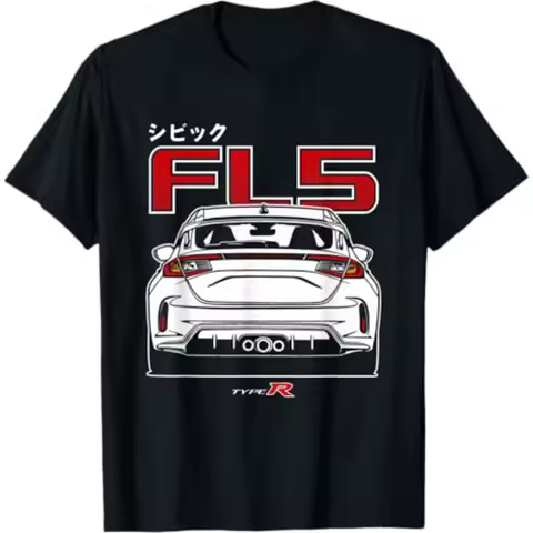Honda Men's and Women's T-Shirts Summer Civic Type R FL5 Motorcycle Riding Off-Road Short Sleeves Racing Lovers Retro Trend Top