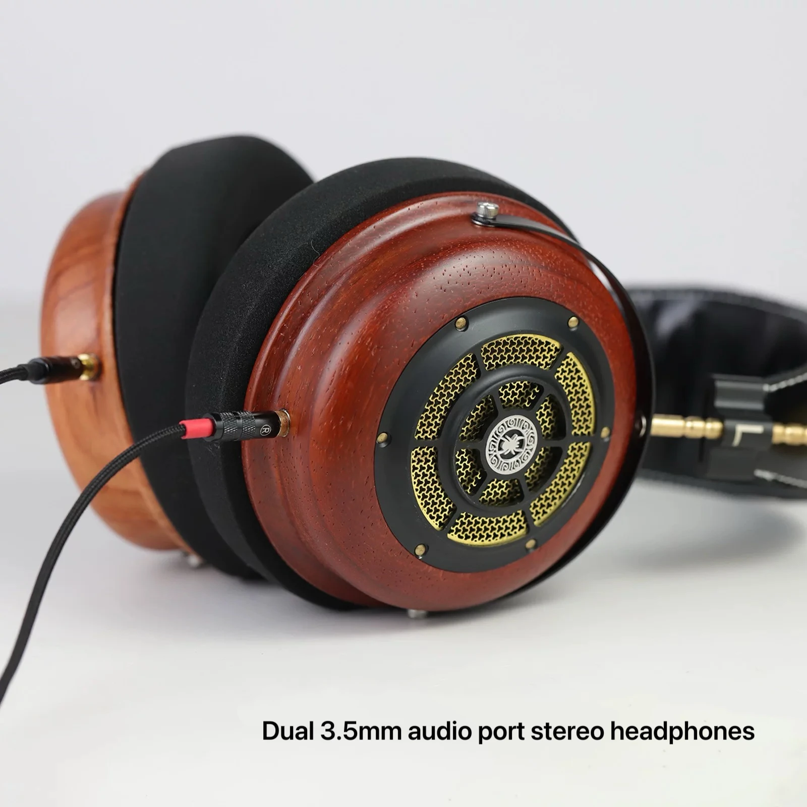 Headphone head-mounted mahogany audio-grade monitoring HIFI metal wired solid wood bass headset headphones