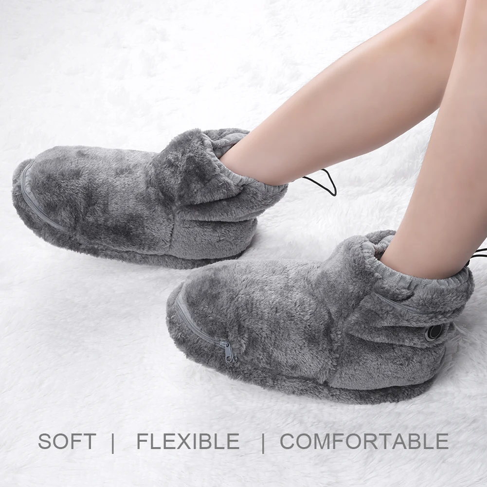 1 par de zapatos calefactores eléctricos USB de invierno para mujeres y hombres, zapatos calefactables, botas de nieve, zapatillas calefactoras de felpa para interiores y exteriores