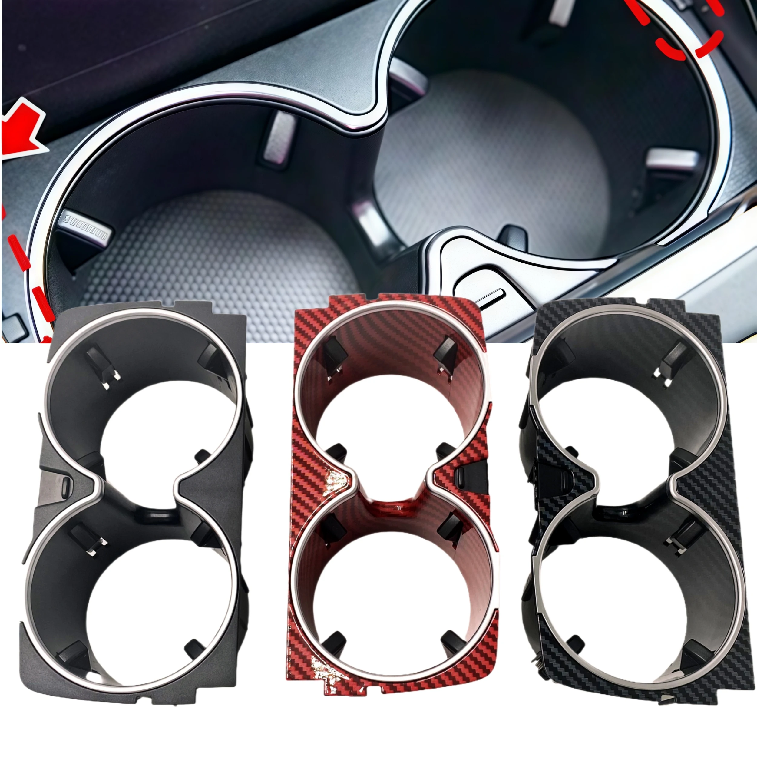 

Automotive Center Console Drinks Cup Holder For Mercedes Benz S-Class W222 2013 2014 2015 2016 2017 2018 2019 2020 Carbon Fiber
