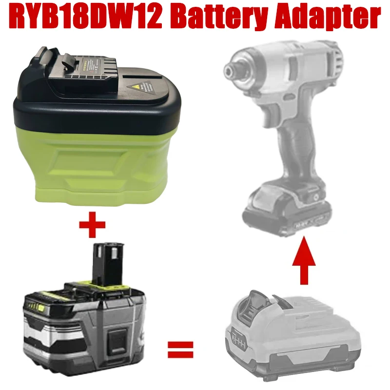 

RYB18DW12 Battery Adapter Converter for Ryobi 18V Lithium Batteries Compatible with For DW 12V Lithium Batteries Power Tools