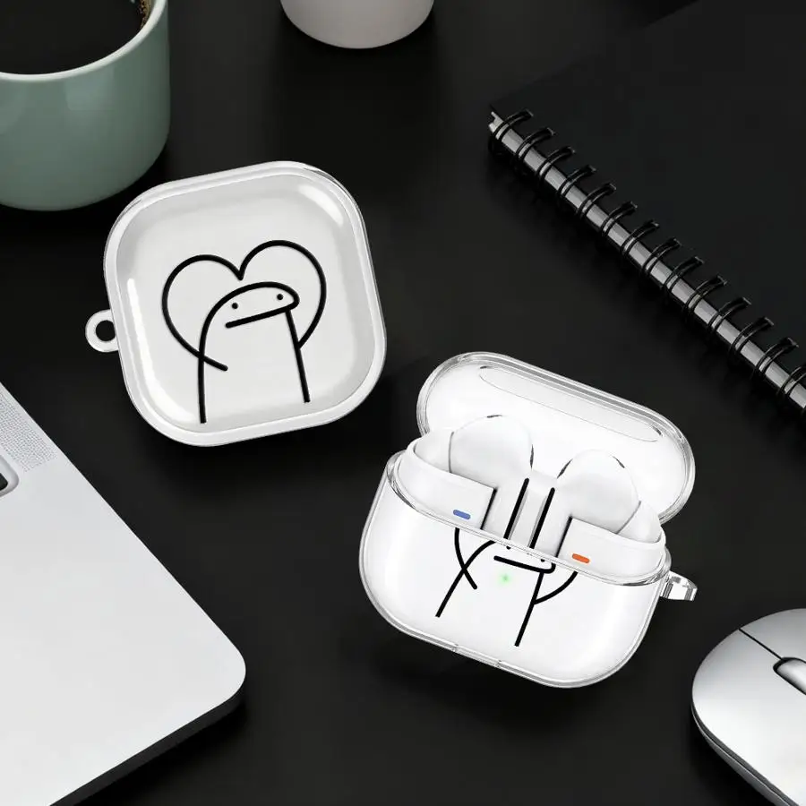

Clear Earphone Cases Cover With Hook Case For Samsung Galaxy Buds 4 Pro 3Pro 2Pro 3 FE Live 4Pro 2 Stickmans Love