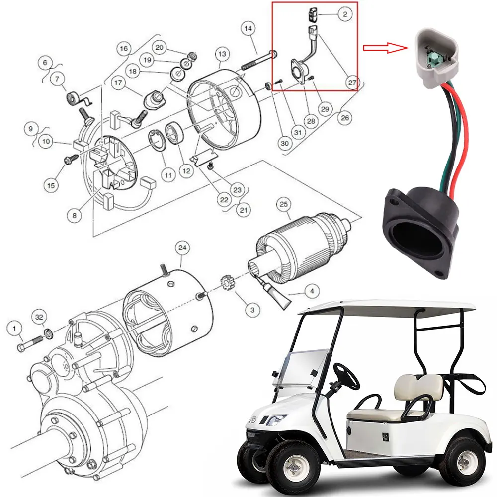 OEM #102704901 nuovo sensore di velocità con spina triangolare motore ADC per Club Car DS IQ precedente elettrico per modelli di carrelli da Golf sostituire