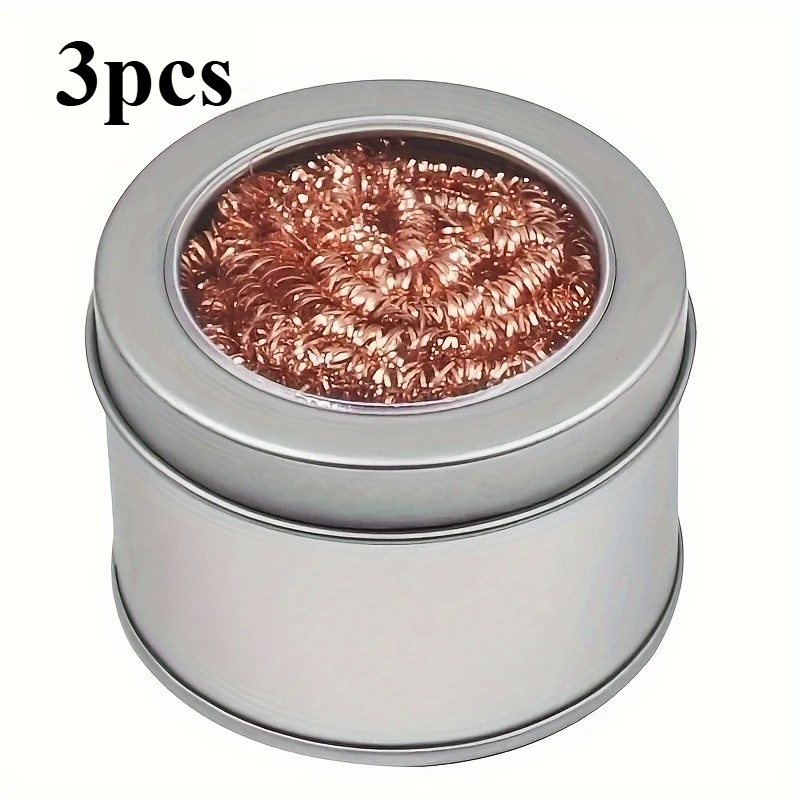 3pcs Soldering Iron Tip Cleaner, Soldering Cleaning Ball, Iron Mesh Filter Cleaning Nozzle Tip Copper Wire