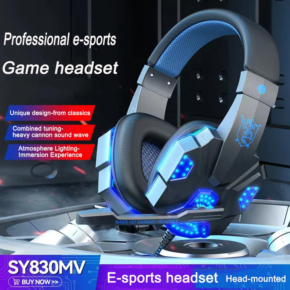 

Wired Gaming Headset with 3.5mm Plug 40mm Drivers Surround Sound HD Mic for PS4 USB PC Laptop Gamer Headphone LED Light-emitting