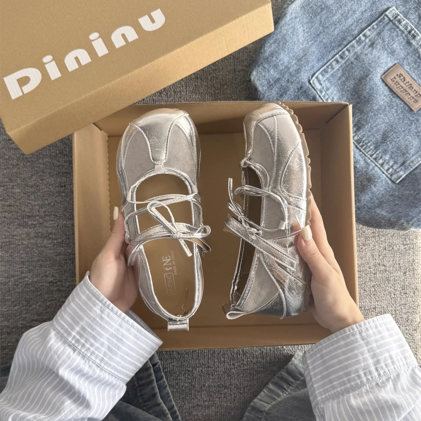 Женские туфли с круглым носком, серебристые женские сандалии Мэри Джейн, универсальные летние туфли 2023 года для девочек, новые скандальные туфли в стиле ретро, Мэри Джейн, 2024, Санда