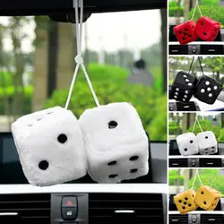 1 Pair of Creative Cube Car Pendant Velvet Dice Model Car Mirror Pendant Car Home Decoration Car Hanging Decoration Accessories