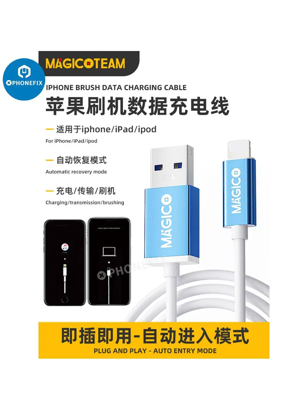 Kabel Magico P15 Restore-Easy DFU Type-C Lightning do iPhone'a i iPada, szybki dostęp do trybu Flashing, sprawdzenie numeru seryjnego płyty głównej. — zdjęcie 2