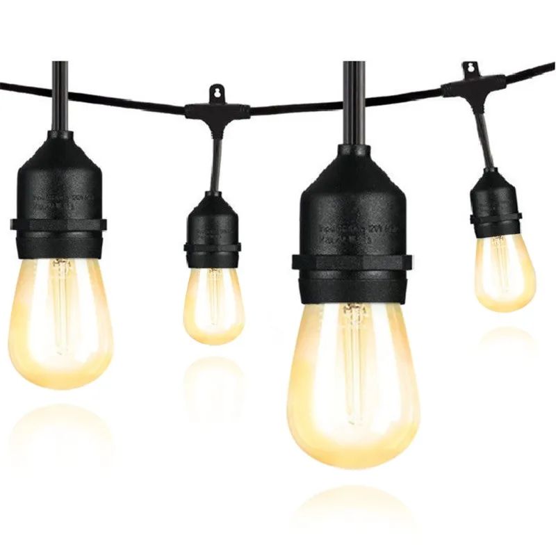 Factory direct sales 10m waterproof S14 outdoor string light, with hanging socket filament bulb, for garden flower decoration